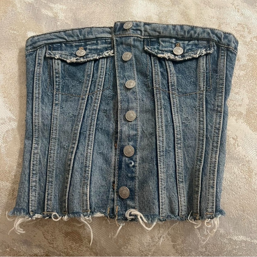 Denim Button-Up Corset Top